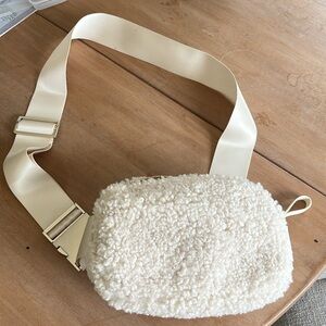 White Sherpa Belt Bag cross body
